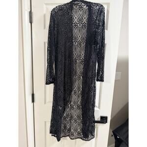 Black Lace Open Jacket Topper Sheer Long Sleeve - Size 2XL